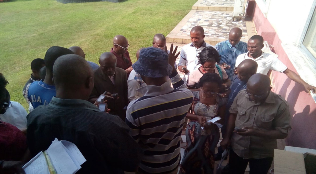 Mr Joshua Okafor from MARKETS II giving EAs and M&E guide on how to make use of GPS on cordinates and waypoint