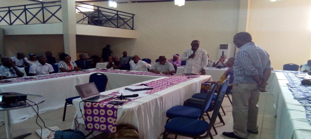 Mr Joshua Okafor from MARKETS II giving EAs and M&E guide on how to make use of GPS on cordinates and waypoint